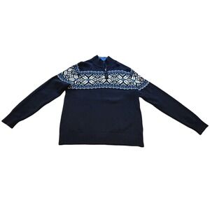 Vtg L.L. BEAN 1/4-Zip Pullover Ski Lodge Nordic Outdoors Sweater Men's Size Med‎
